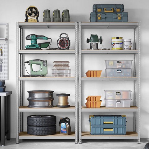 Rootz Garage Storage Rack - Steel Shelving System - Adjustable Shelves - Strong Support - Rust-Resistant - 200cm x 100cm x 50cm