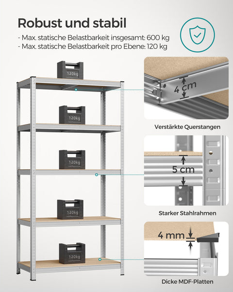 Rootz Garage Storage Rack - Steel Shelving System - Adjustable Shelves - Strong Support - Rust-Resistant - 200cm x 100cm x 50cm