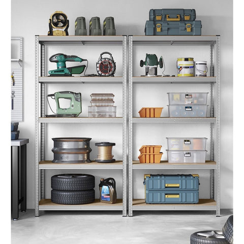 Rootz Garage Storage Shelves - Heavy Duty Storage Rack - Steel Frame - Adjustable Shelves - Rust-Resistant - 200cm x 100cm x 50cm