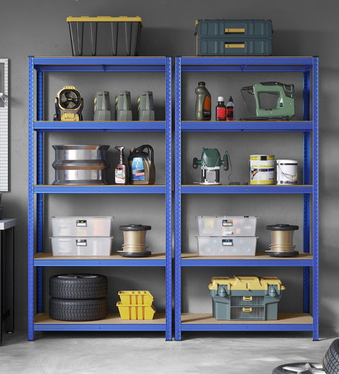 Rootz Storage Rack - Steel Shelving System - Garage Organizer - Reinforced Frame - Adjustable Shelves - 200cm x 100cm x 50cm - Blue