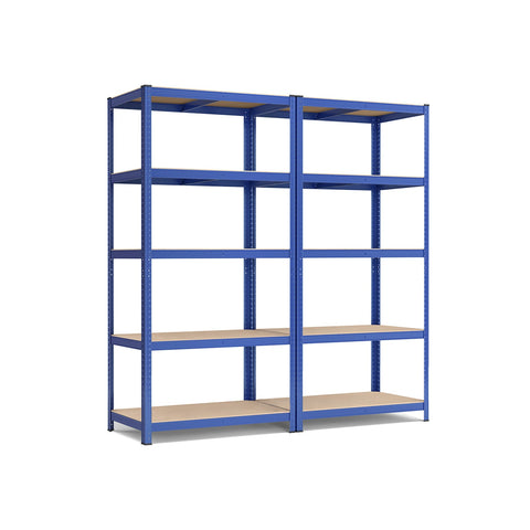 Rootz Blue Storage Rack - Shelving Unit - Metal Racks - Heavy-Duty - 50cm x 100cm x 200cm - Wall-Mountable - 600kg Static Load Capacity