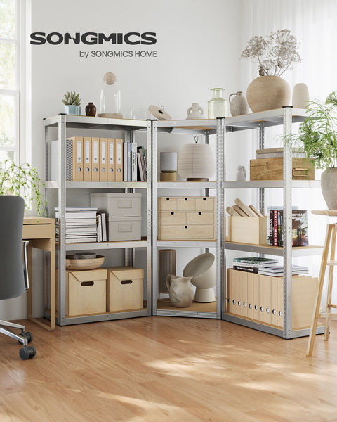 Rootz 3 Piece Set Corner Shelf - Galvanized Steel - MDF - Storage Shelves - Heavy Duty - Easy Assembly - 160cm x 160cm x 160cm