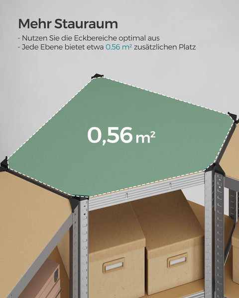 Rootz 3 Piece Set Corner Shelf - Galvanized Steel - MDF - Storage Shelves - Heavy Duty - Easy Assembly - 160cm x 160cm x 160cm
