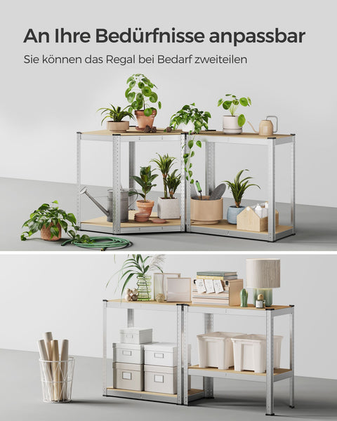 Rootz Corner Shelf Set - Metal Display Shelf - 4 Tier - Silver-Beige - Galvanized Steel, MDF - 160cm x 160cm x 160cm