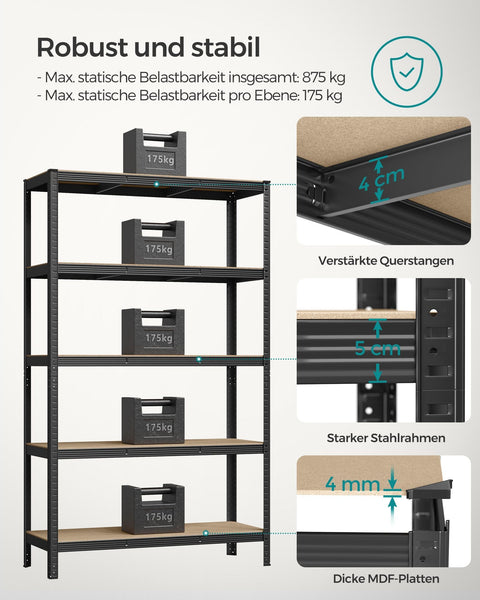 Rootz Garage Storage Rack - Shelving System - Tool Organizer - Reinforced Steel Frame - Rust Resistant - 200cm x 120cm x 60cm