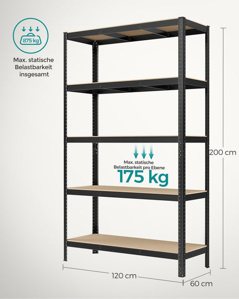 Rootz Garage Storage Rack - Shelving System - Tool Organizer - Reinforced Steel Frame - Rust Resistant - 200cm x 120cm x 60cm