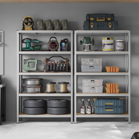 Rootz Garage Storage Rack - Utility Shelf - Shelving System - Steel Frame - MDF Shelves - Rust-Resistant - 200cm x 120cm x 60cm