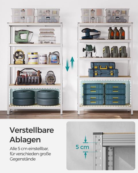 Rootz Garage Storage Rack - Utility Shelf - Shelving System - Steel Frame - MDF Shelves - Rust-Resistant - 200cm x 120cm x 60cm