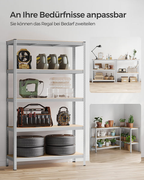 Rootz Garage Storage Rack - Utility Shelf - Shelving System - Steel Frame - MDF Shelves - Rust-Resistant - 200cm x 120cm x 60cm