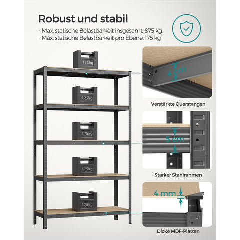 Rootz 2 Piece Set Cellar Shelves - Storage Rack - Steel Frame - Heavy Duty - 60cm x 120cm x 200cm