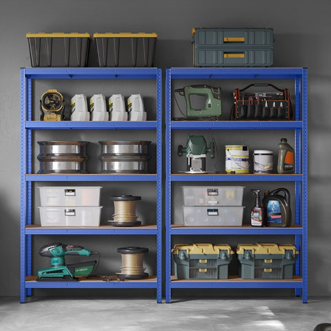 Rootz Garage Storage Rack - Steel Shelving System - Organizing Tool - 175kg Max Load - 200cm x 120cm x 60cm - Wear-Resistant Frame