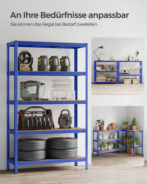 Rootz Garage Storage Rack - Steel Shelving System - Organizing Tool - 175kg Max Load - 200cm x 120cm x 60cm - Wear-Resistant Frame