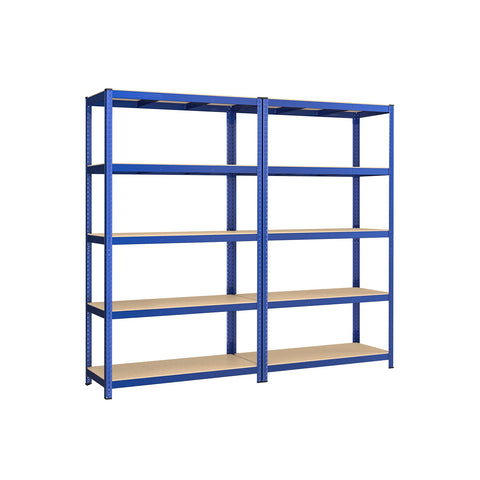 Rootz 2-Pack Blue Storage Rack - Steel Shelf - Heavy Duty - Adjustable Shelves - 60cm x 120cm x 200cm
