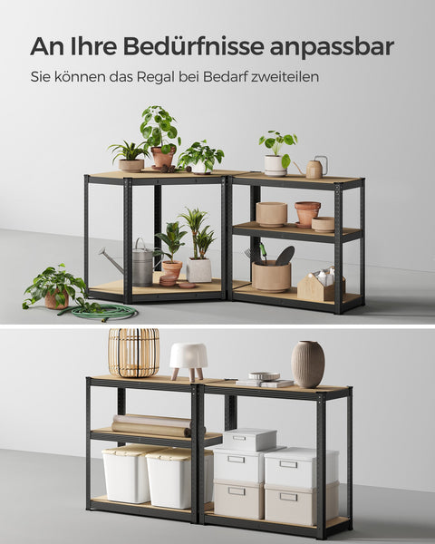 Rootz 5 Tier Corner Shelf Set - Ink Black-Natural Beige - Steel & MDF - 180cm x 180cm x 180cm - 2625kg Load Capacity