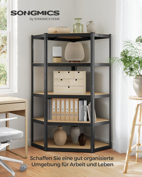 Rootz Corner Shelf - Bookcase - Shelving Unit - sturdy MDF - 90cm x 90cm x 180cm - 20.8kg - 875kg Capacity