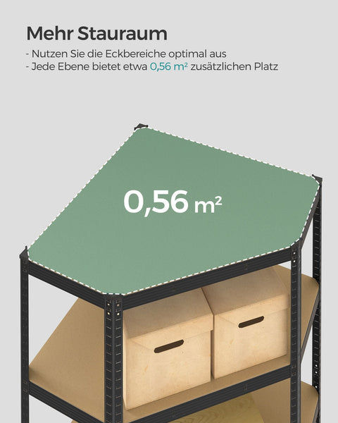 Rootz Corner Shelf - Bookcase - Shelving Unit - sturdy MDF - 90cm x 90cm x 180cm - 20.8kg - 875kg Capacity