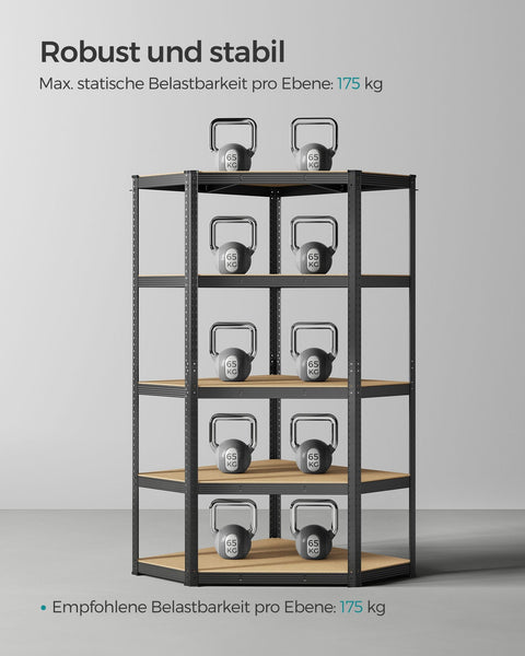 Rootz Corner Shelf - Bookcase - Shelving Unit - sturdy MDF - 90cm x 90cm x 180cm - 20.8kg - 875kg Capacity