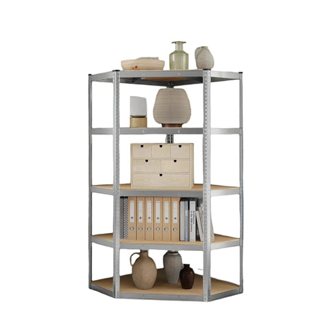 Rootz Corner Shelf 5 Levels - Heavy Load Shelf - Metal Storage - Max Capacity 875kg - 70 x 70 x 180cm