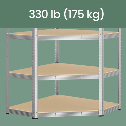Rootz Corner Shelf 5 Levels - Heavy Load Shelf - Metal Storage - Max Capacity 875kg - 70 x 70 x 180cm
