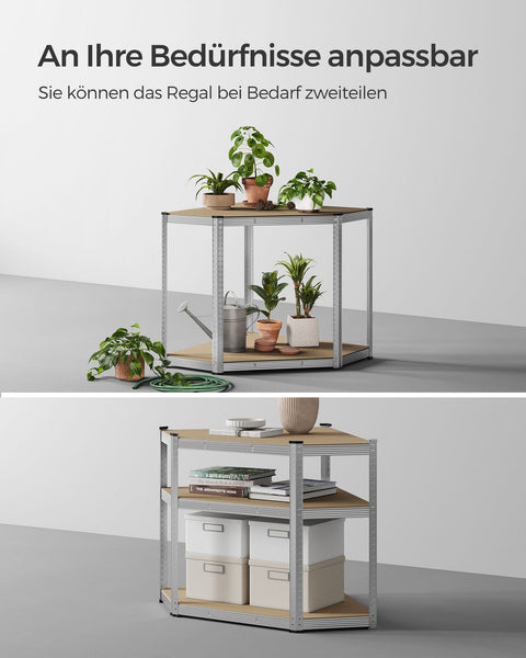 Rootz Corner Shelf - Galvanized Steel - MDF - Tall Bookcase - 90cm x 90cm x 180cm