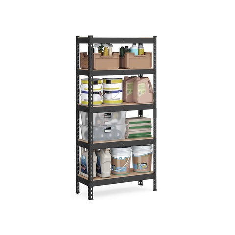 Rootz Heavy Duty Shelf - 5 Tier Storage Unit - Sturdy Rack - 875kg Capacity - Steel & MDF - 30 x 75 x 150 cm
