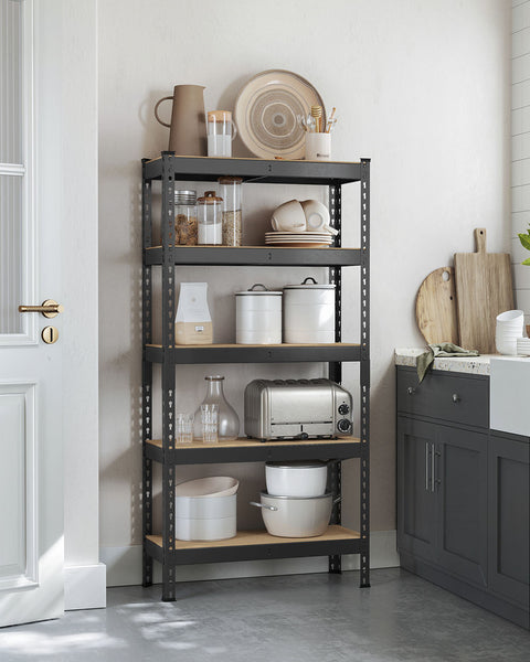 Rootz Heavy Duty Shelf - 5 Tier Storage Unit - Sturdy Rack - 875kg Capacity - Steel & MDF - 30 x 75 x 150 cm