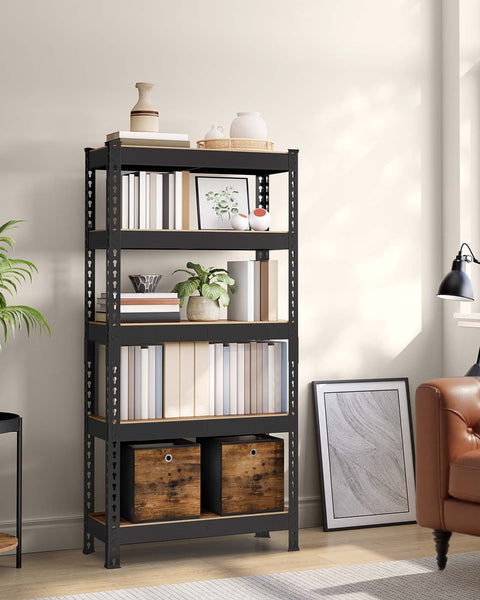 Rootz 5 Tier Heavy-Duty Shelf - Storage Rack - Shelving Unit - Robust Steel - 30cm x 75cm x 150cm