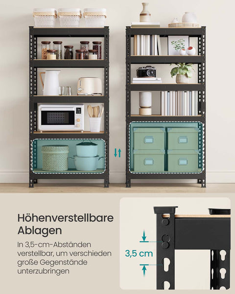 Rootz 5 Tier Heavy-Duty Shelf - Storage Rack - Shelving Unit - Robust Steel - 30cm x 75cm x 150cm