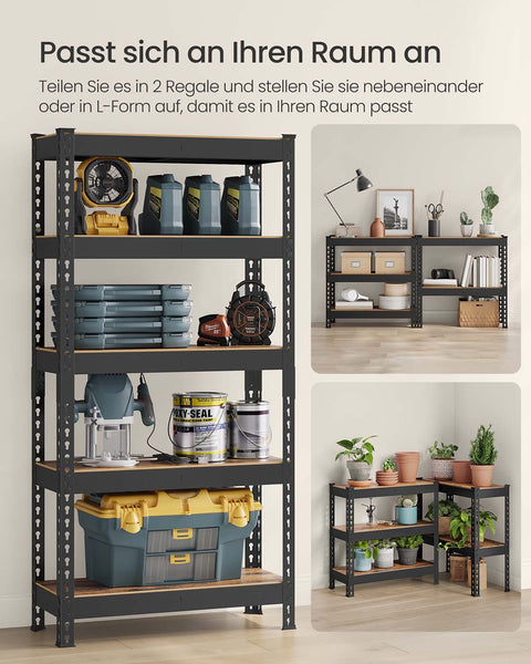 Rootz 5 Tier Heavy-Duty Shelf - Storage Rack - Shelving Unit - Robust Steel - 30cm x 75cm x 150cm