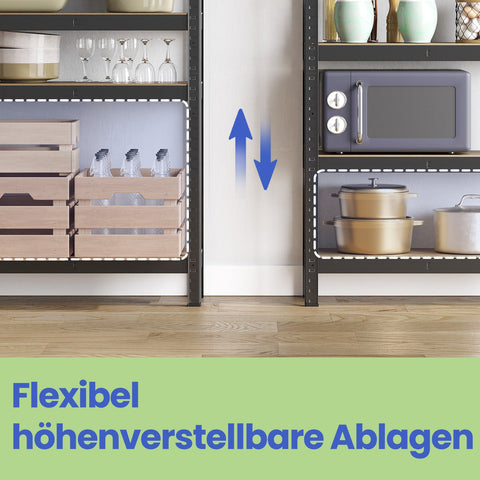 Rootz Stand Shelf - Bookshelf - Warehouse Shelf - Sturdy Organization Solution - Steel & MDF - 30cm x 75cm x 150cm