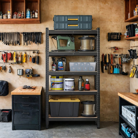 Rootz Stand Shelf - Bookshelf - Warehouse Shelf - Sturdy Organization Solution - Steel & MDF - 30cm x 75cm x 150cm