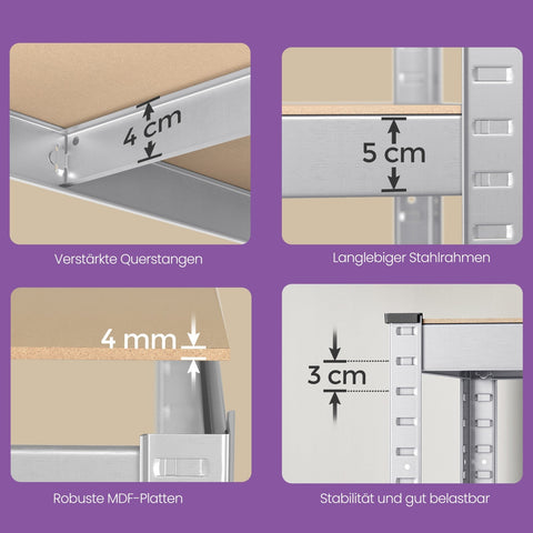 Rootz Heavy-Duty Basement Shelf - Storage Shelf - Powder-Coated Steel - 650kg Max Load - 30cm x 75cm x 150cm