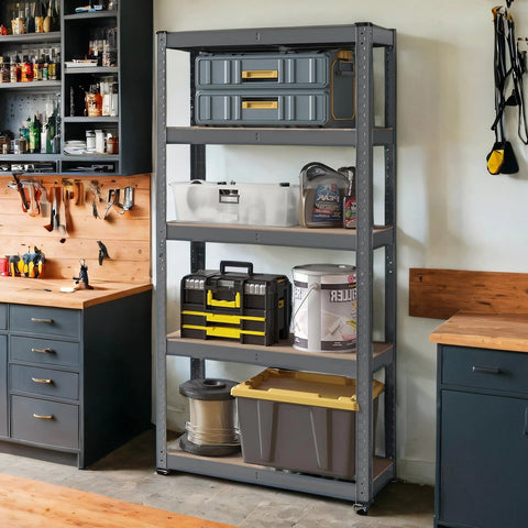 Rootz Stand Shelf - Bookshelf - Warehouse Shelf - Sturdy Steel Frame - 30cm x 75cm x 150cm