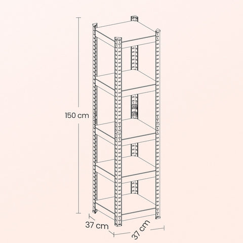 Rootz Heavy-Duty Shelf - Basement Shelf - Warehouse Shelf - Strong Load Capacity - 150cm x 37cm x 37cm