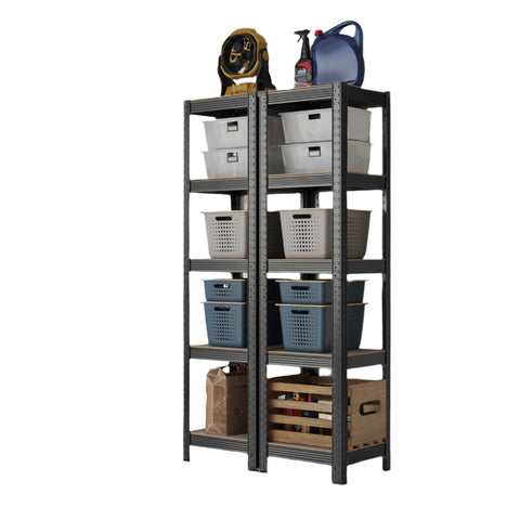Rootz Stand Shelf - Bookshelf - Warehouse Shelf - Durable Steel & MDF - 37x37x150cm - Greige-black Finish