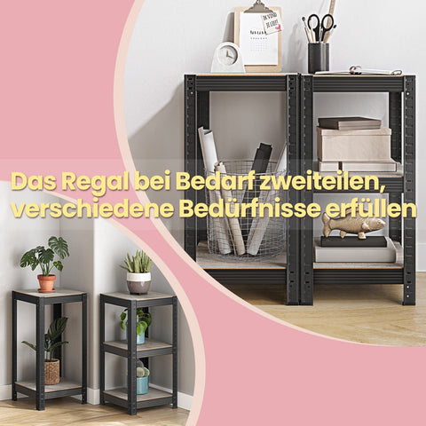 Rootz Stand Shelf - Bookshelf - Warehouse Shelf - Durable Steel & MDF - 37x37x150cm - Greige-black Finish