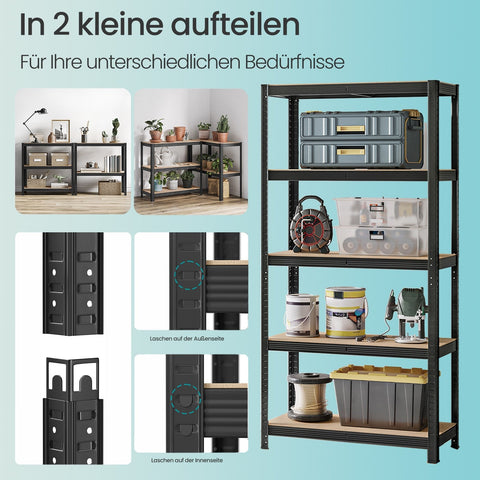 Rootz Heavy-Duty Storage Shelf - Utility Shelf - Garage Organizer - Reinforced Steel Frame - 180cm x 90cm x 40cm