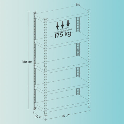 Rootz Heavy-Duty Storage Shelf - Utility Shelf - Garage Organizer - Reinforced Steel Frame - 180cm x 90cm x 40cm
