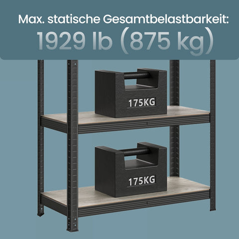 Rootz Heavy-Duty Shelf - Warehouse Shelf - Basement Shelf - Steel & MDF - Max Load 875kg - 40x90x180cm