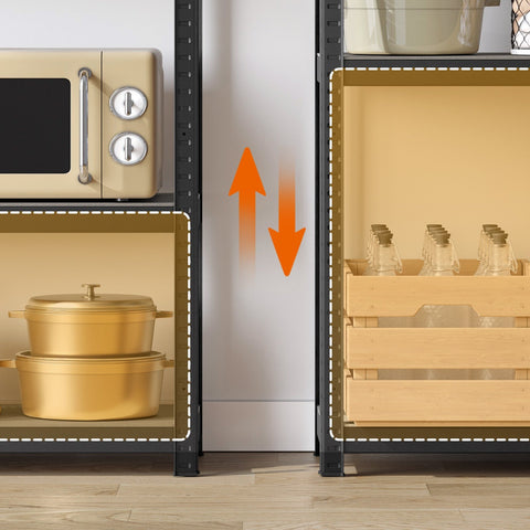 Rootz Stand Shelf - Bookshelf - Warehouse Shelf - Durable Storage - 40 x 80 x 160 cm - Powder-Coated Steel & MDF