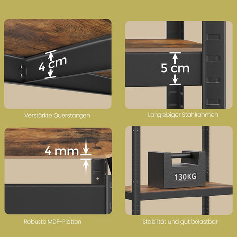 Rootz Stand Shelf - Bookshelf - Warehouse Shelf - Sturdy & Durable - 40cm x 80cm x 160cm