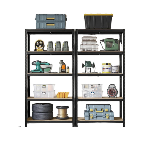 Rootz 2 Set Heavy-Duty Warehouse Shelf - Garage Shelf - Storage Rack - Rust-Resistant Steel - 175kg Capacity - 200cm x 100cm x 50cm