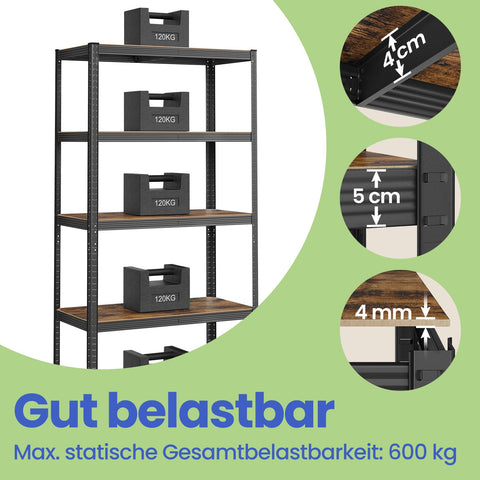 Rootz Heavy-Duty Shelf - Warehouse Shelf - Basement Shelf - Steel Structure - 50cm x 100cm x 200cm