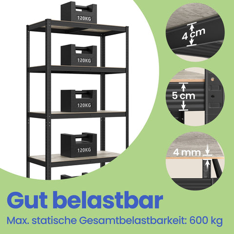 Rootz Heavy-Duty Shelf Warehouse - Basement Shelf - Storage Rack - 50 x 100 x 200 cm - Steel & MDF