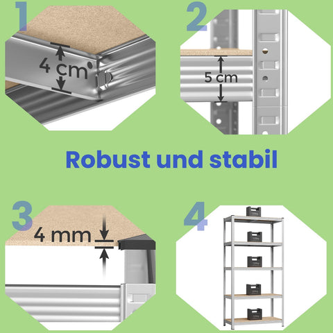 Rootz Heavy-Duty Storage Shelf - Basement Shelf - Garage Organizer - Rust-Resistant - 200cm x 100cm x 50cm