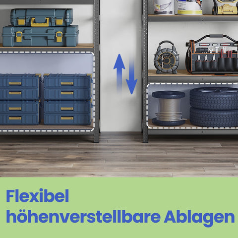 Rootz Heavy-Duty Shelf - Warehouse Shelf - Basement Shelf - Durable Storage Solution - 50 x 100 x 200 cm