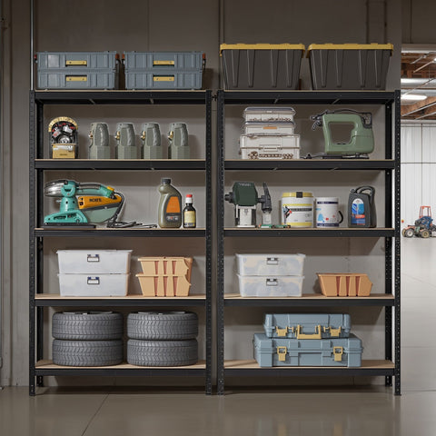 Rootz Heavy-Duty Storage Shelf - Metal Shelving Unit - Garage Rack - Holds 175 Kg - 200cm x 120cm x 60cm