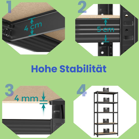 Rootz Heavy-Duty Storage Shelf - Metal Shelving Unit - Garage Rack - Holds 175 Kg - 200cm x 120cm x 60cm