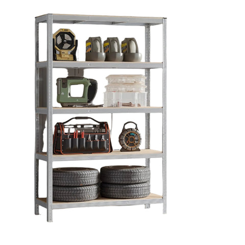 Rootz Storage Shelf - Heavy-Duty Shelf - Reinforced Shelving - Holds 175kg - 200x120x60cm Rust-Resistant Steel & MDF
