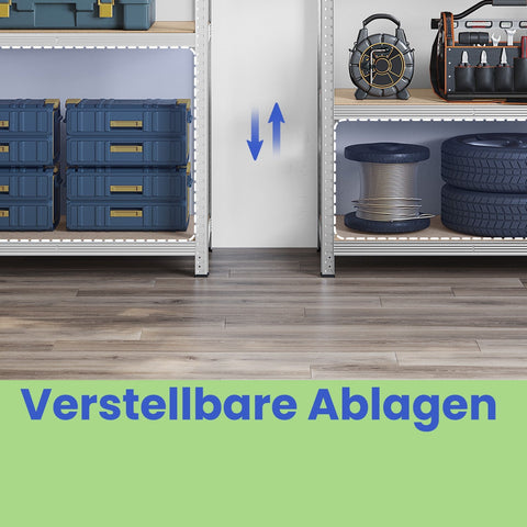 Rootz Storage Shelf - Heavy-Duty Shelf - Reinforced Shelving - Holds 175kg - 200x120x60cm Rust-Resistant Steel & MDF